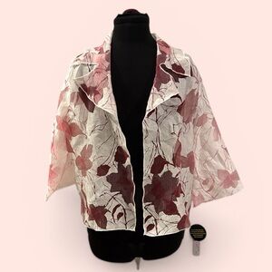 IC COLLECTION Sheer Floral Jacket in White and Pink